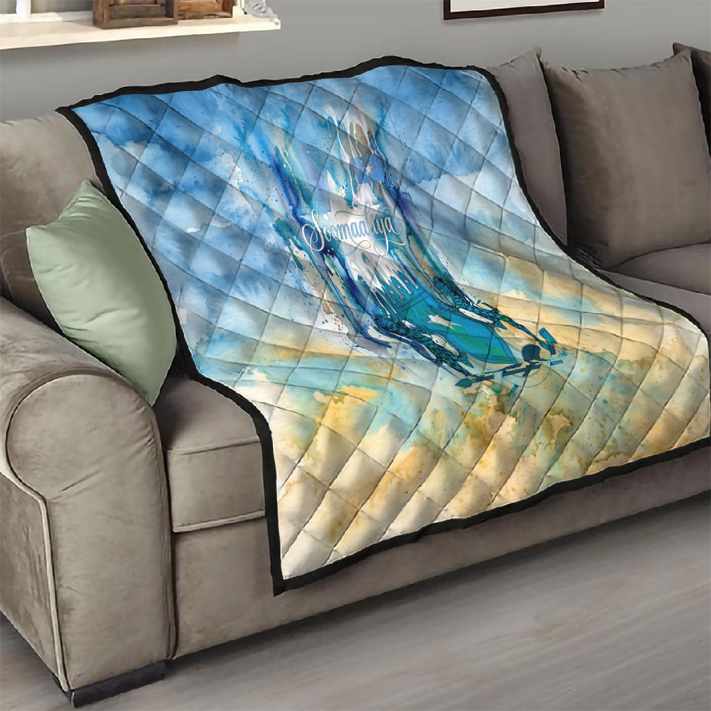 Somalia Liberation Unity Quilt Soomaaliya Script Peace Dove Watercolor