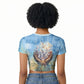 Somalia Liberation Unity Raglan Cropped T shirt Soomaaliya Script Peace Dove Watercolor