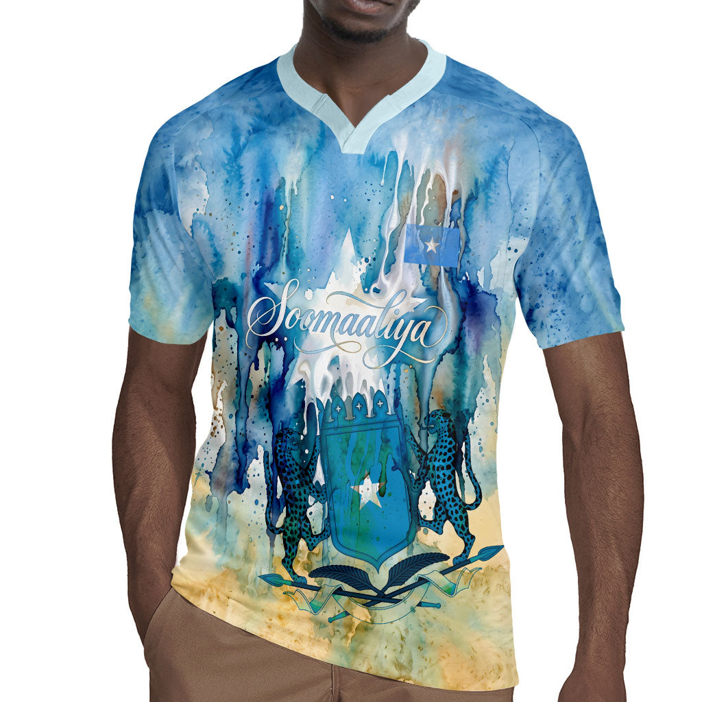 Somalia Liberation Unity Rugby Jersey Soomaaliya Script Peace Dove Watercolor