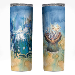 Somalia Liberation Unity Skinny Tumbler Soomaaliya Script Peace Dove Watercolor