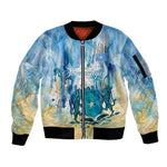 Somalia Liberation Unity Sleeve Zip Bomber Jacket Soomaaliya Script Peace Dove Watercolor