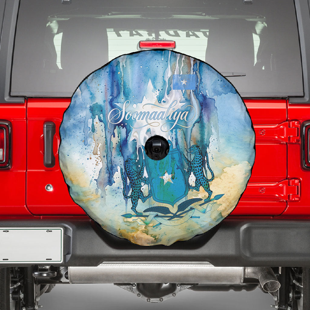 Somalia Liberation Unity Spare Tire Cover Soomaaliya Script Peace Dove Watercolor
