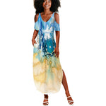 Somalia Liberation Unity Summer Maxi Dress Soomaaliya Script Peace Dove Watercolor
