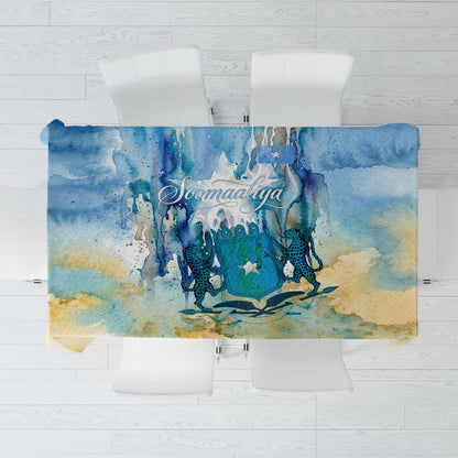 Somalia Liberation Unity Tablecloth Soomaaliya Script Peace Dove Watercolor