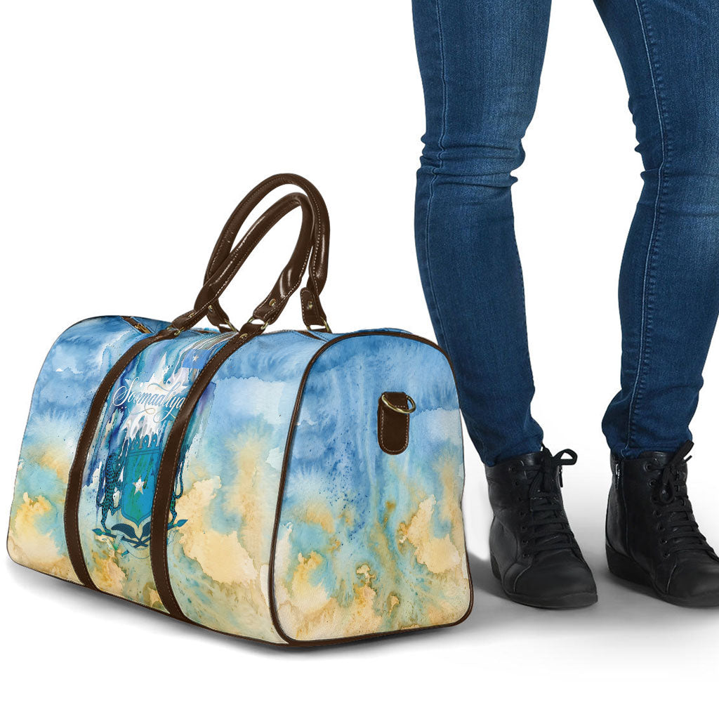 Somalia Liberation Unity Travel Bag Soomaaliya Script Peace Dove Watercolor