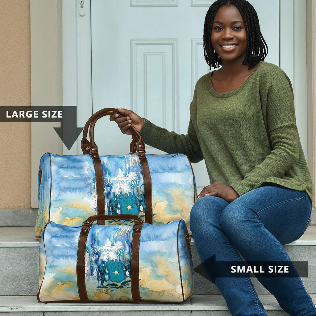 Somalia Liberation Unity Travel Bag Soomaaliya Script Peace Dove Watercolor