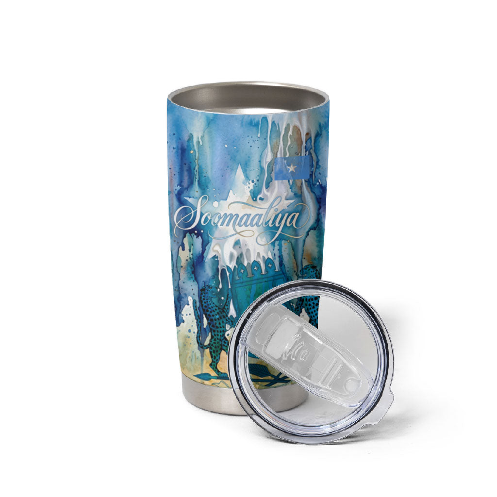 Somalia Liberation Unity Tumbler Cup Soomaaliya Script Peace Dove Watercolor