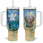 Somalia Liberation Unity Tumbler With Handle Soomaaliya Script Peace Dove Watercolor