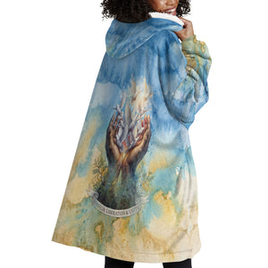 Somalia Liberation Unity Wearable Blanket Hoodie Soomaaliya Script Peace Dove Watercolor