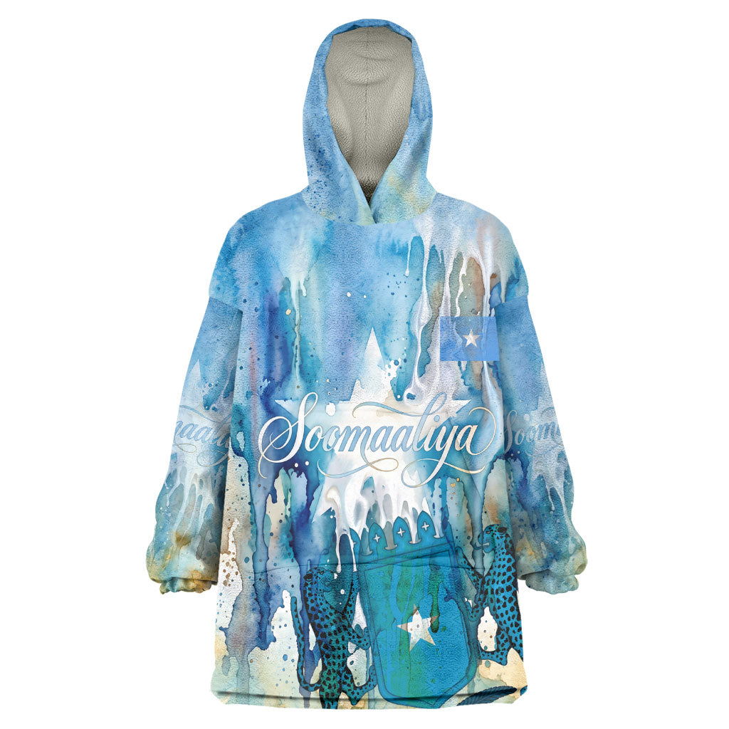 Somalia Liberation Unity Wearable Blanket Hoodie Soomaaliya Script Peace Dove Watercolor