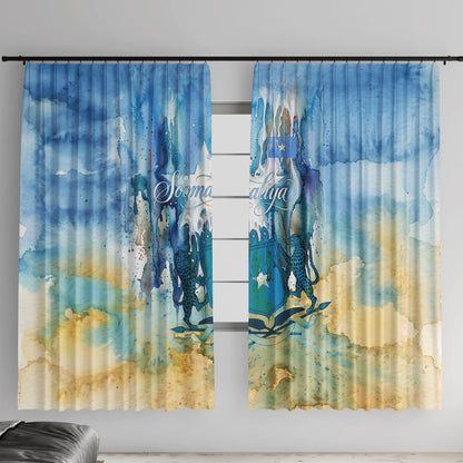 Somalia Liberation Unity Window Curtain Soomaaliya Script Peace Dove Watercolor