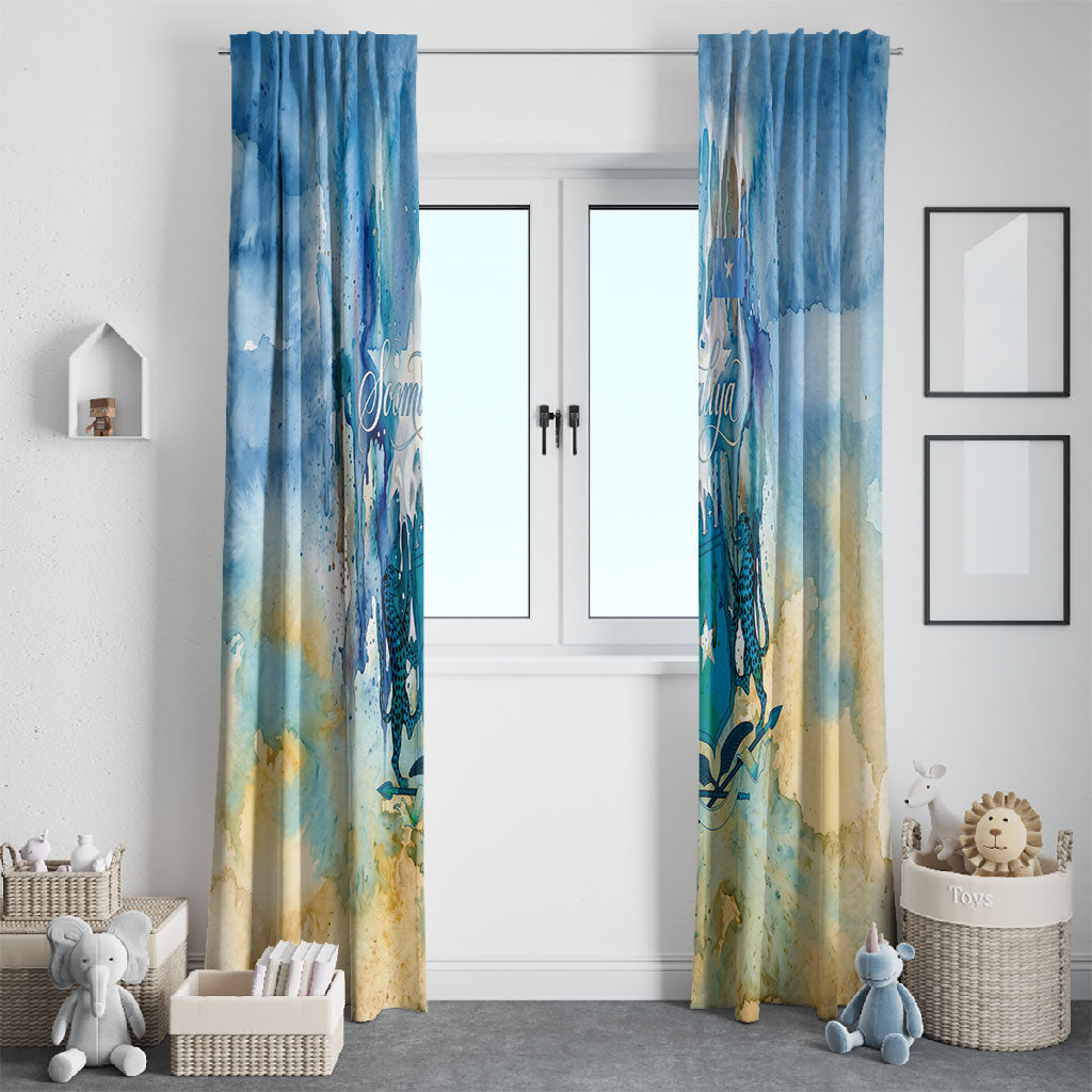 Somalia Liberation Unity Window Curtain Soomaaliya Script Peace Dove Watercolor