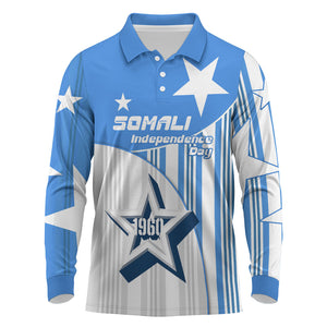 Somalia Independence Day 1960 Long Sleeve Polo Shirt Somali Coat Of Arms Star - Land Of The Brave
