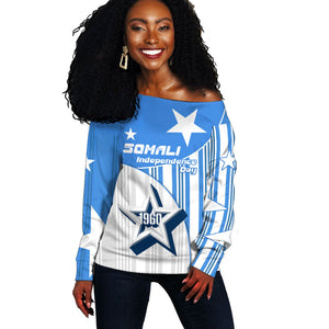 Somalia Independence Day 1960 Off Shoulder Sweater Somali Coat Of Arms Star - Land Of The Brave