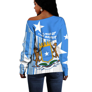 Somalia Independence Day 1960 Off Shoulder Sweater Somali Coat Of Arms Star - Land Of The Brave