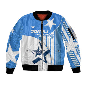 Somalia Independence Day 1960 Sleeve Zip Bomber Jacket Somali Coat Of Arms Star - Land Of The Brave