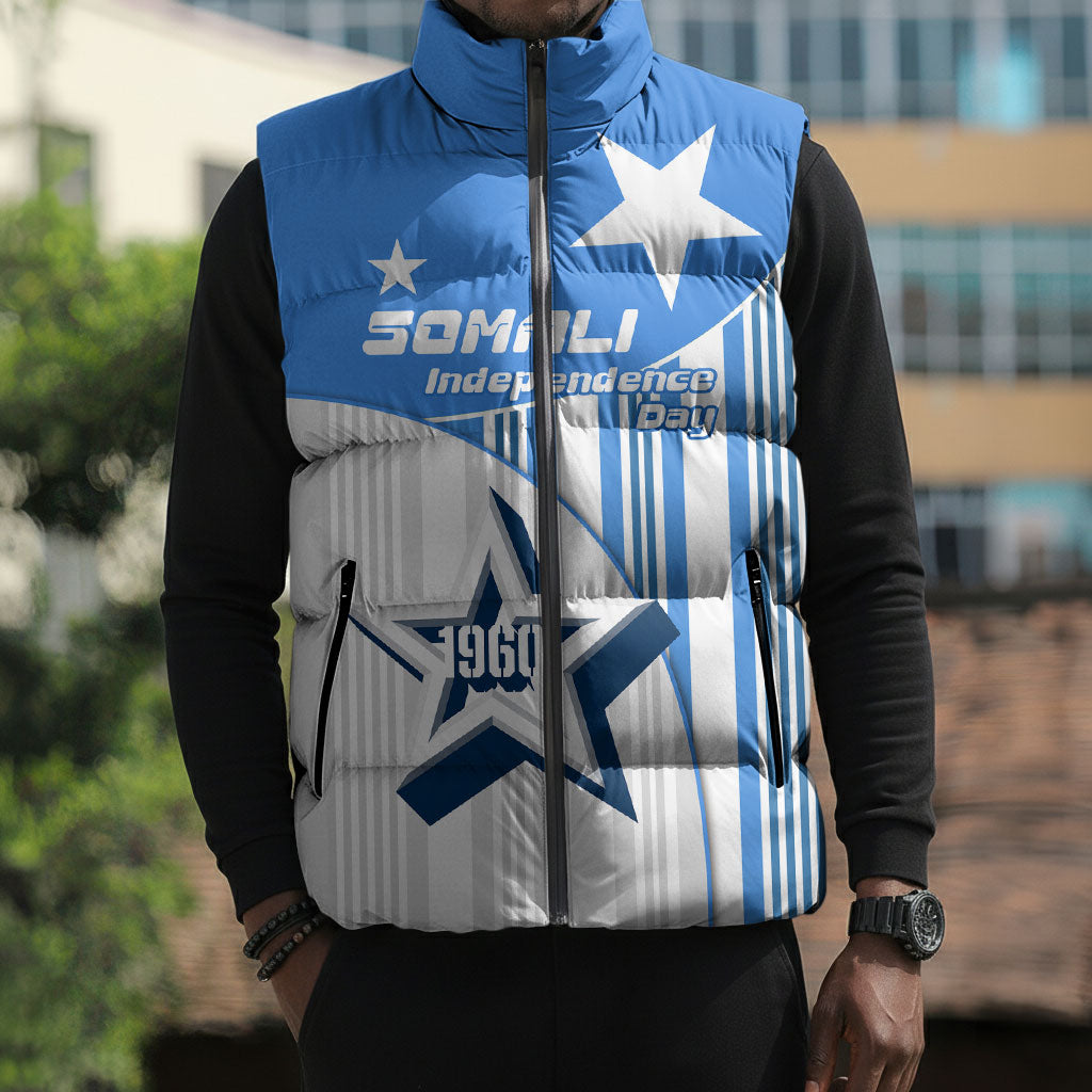Somalia Independence Day 1960 Sleeveless Puffer Jacket Somali Coat Of Arms Star - Land Of The Brave