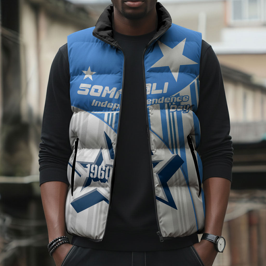Somalia Independence Day 1960 Sleeveless Puffer Jacket Somali Coat Of Arms Star - Land Of The Brave