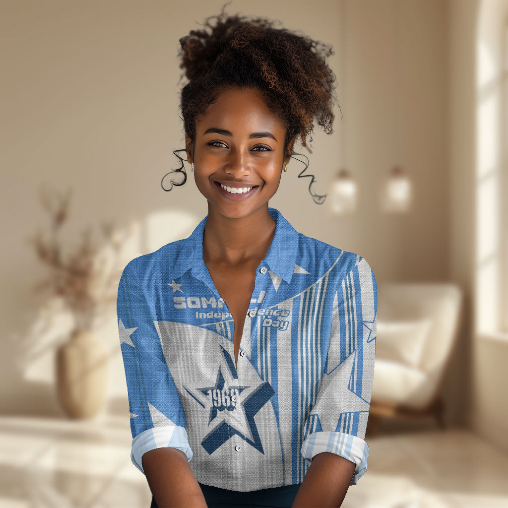 Somalia Independence Day 1960 Women Casual Shirt Somali Coat Of Arms Star - Land Of The Brave