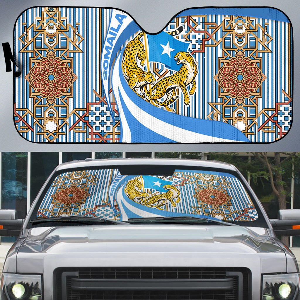 Somalia Freedom Independence Auto Sun Shade Leopard Flag Power Fist