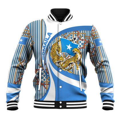 Somalia Freedom Independence Baseball Jacket Leopard Flag Power Fist