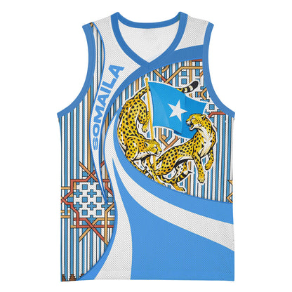 Somalia Freedom Independence Basketball Jersey Leopard Flag Power Fist