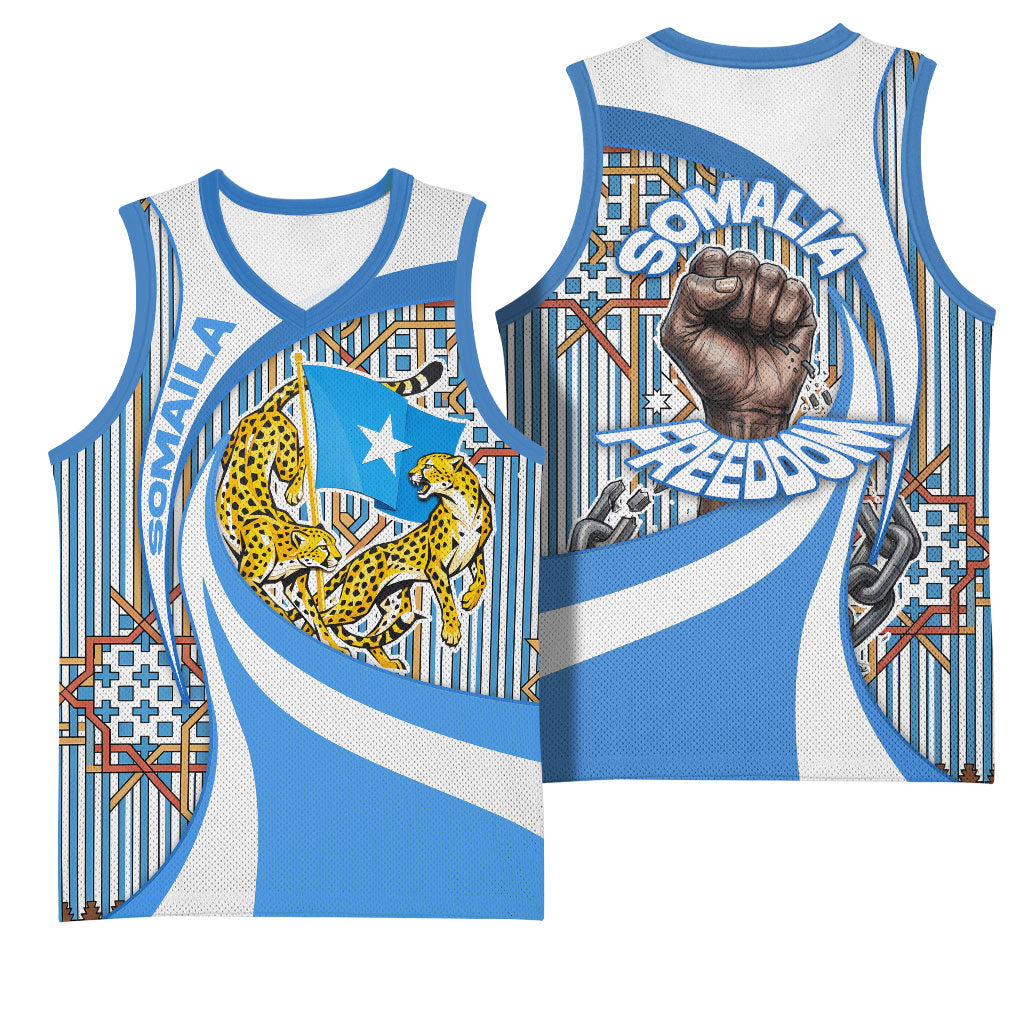 Somalia Freedom Independence Basketball Jersey Leopard Flag Power Fist