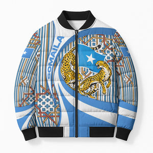 Somalia Freedom Independence Bomber Puffer Jacket Leopard Flag Power Fist