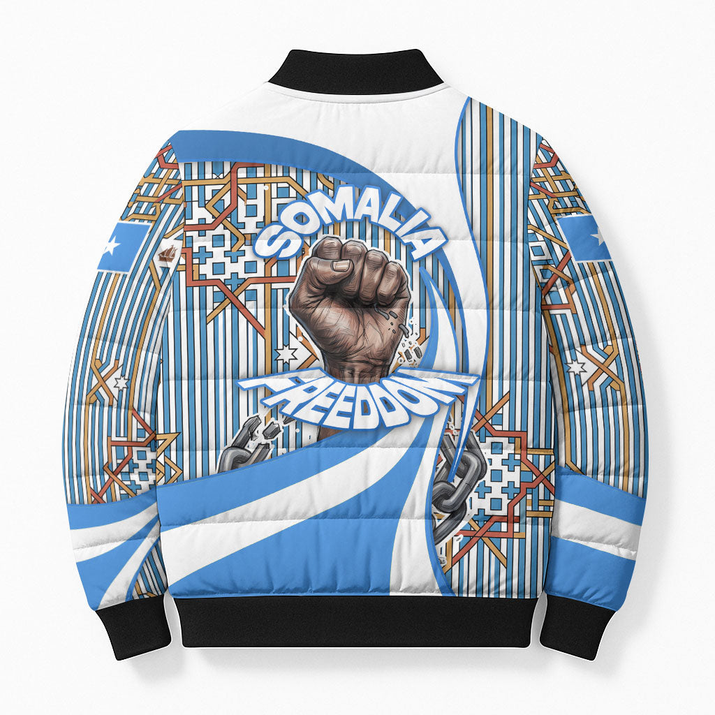Somalia Freedom Independence Bomber Puffer Jacket Leopard Flag Power Fist