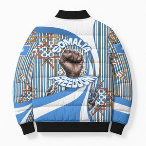 Somalia Freedom Independence Bomber Puffer Jacket Leopard Flag Power Fist