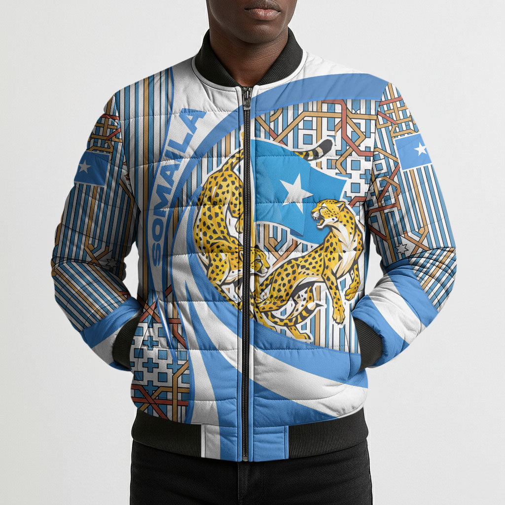 Somalia Freedom Independence Bomber Puffer Jacket Leopard Flag Power Fist