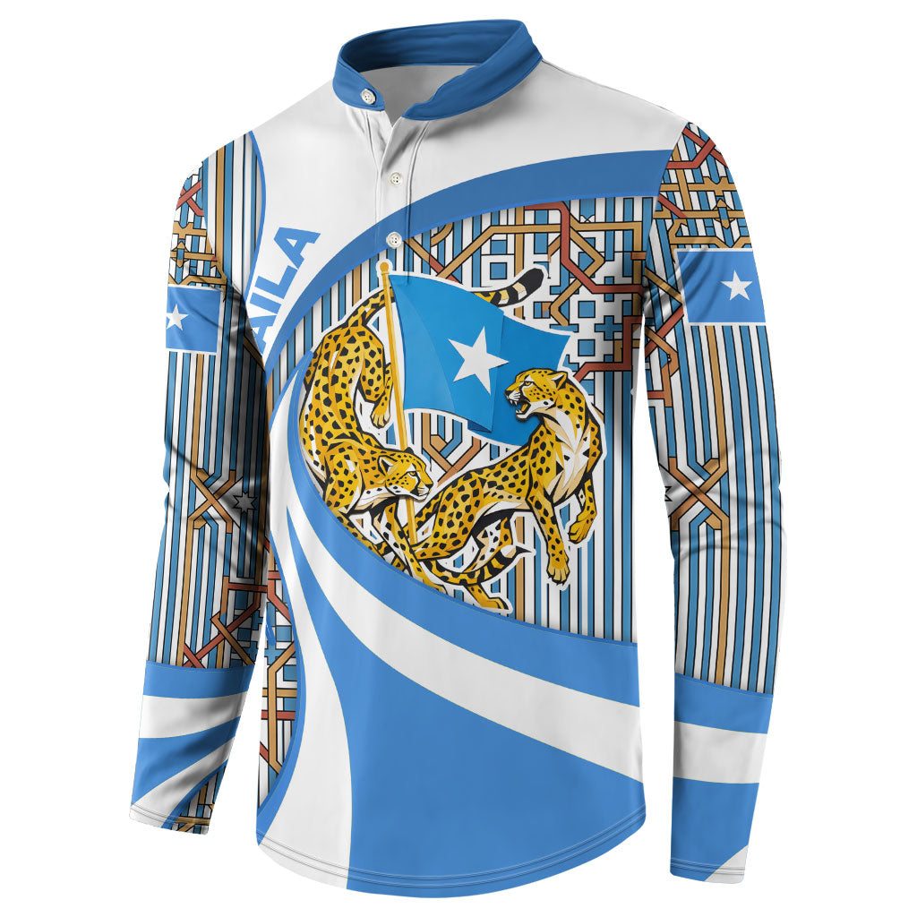 Somalia Freedom Independence Button Sweatshirt Leopard Flag Power Fist