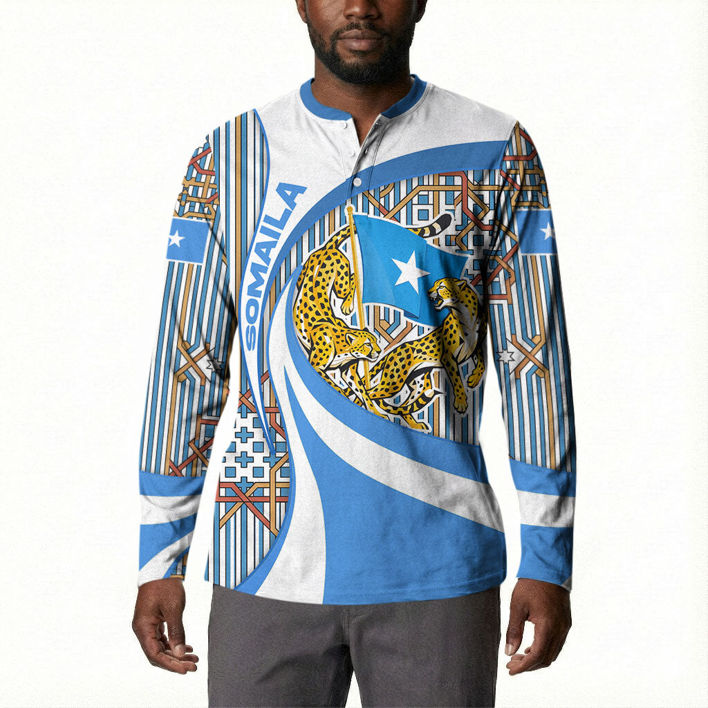Somalia Freedom Independence Button Sweatshirt Leopard Flag Power Fist
