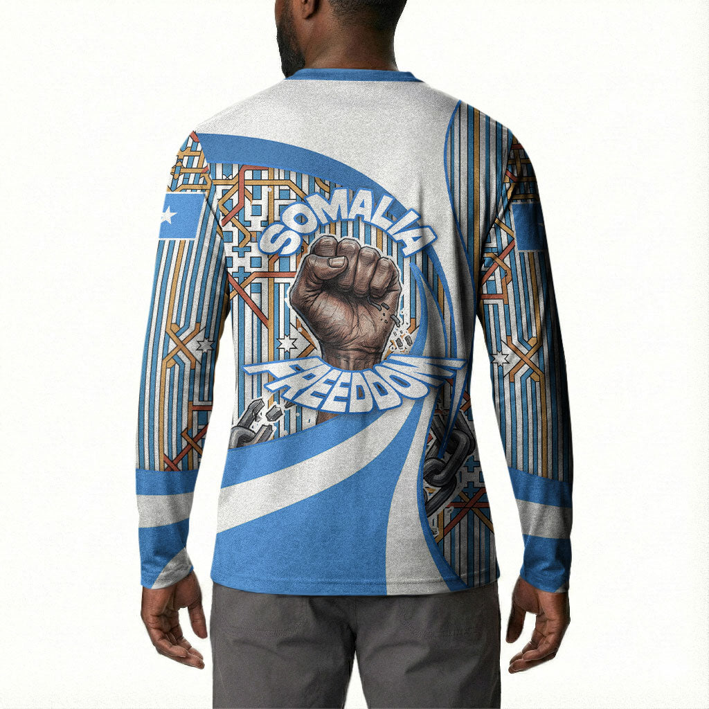 Somalia Freedom Independence Button Sweatshirt Leopard Flag Power Fist