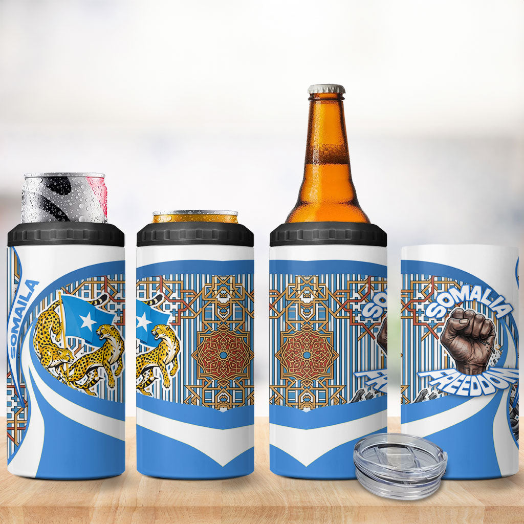 Somalia Freedom Independence 4 in 1 Can Cooler Tumbler Leopard Flag Power Fist