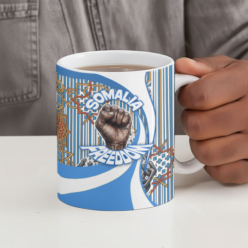 Somalia Freedom Independence Ceramic Mug Leopard Flag Power Fist