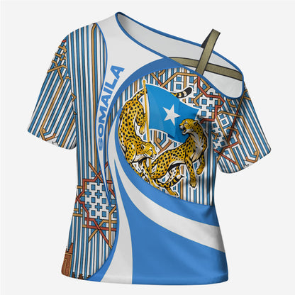 Somalia Freedom Independence Cross Shoulder Shirt Leopard Flag Power Fist