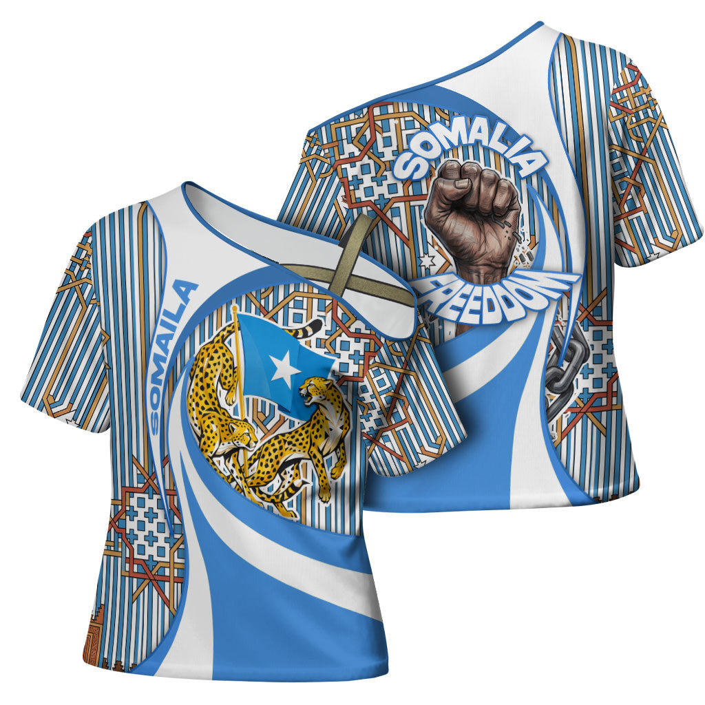 Somalia Freedom Independence Cross Shoulder Shirt Leopard Flag Power Fist