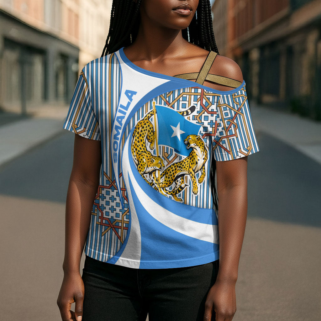 Somalia Freedom Independence Cross Shoulder Shirt Leopard Flag Power Fist