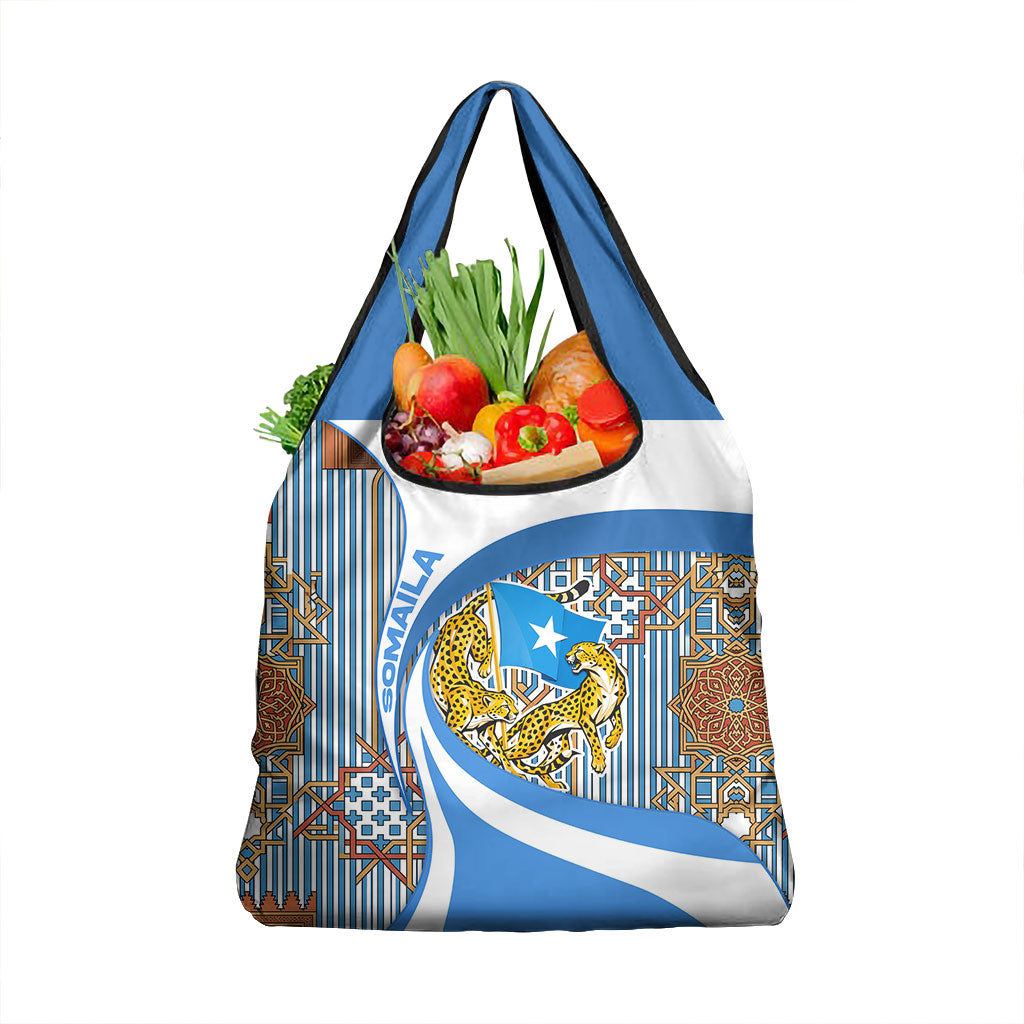 Somalia Freedom Independence Grocery Bag Leopard Flag Power Fist