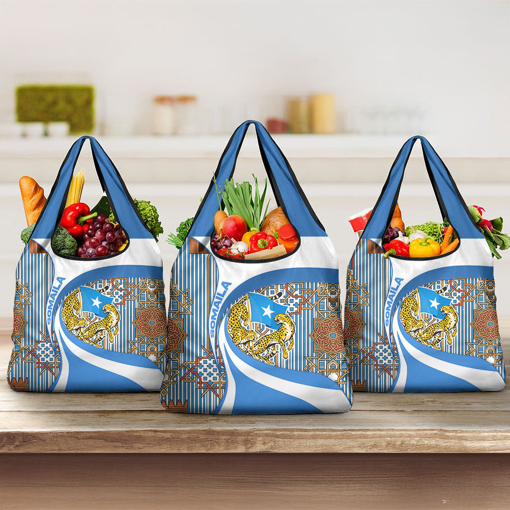 Somalia Freedom Independence Grocery Bag Leopard Flag Power Fist