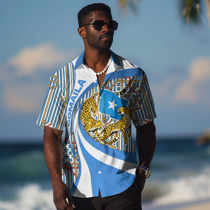 Somalia Freedom Independence Hawaiian Shirt Leopard Flag Power Fist