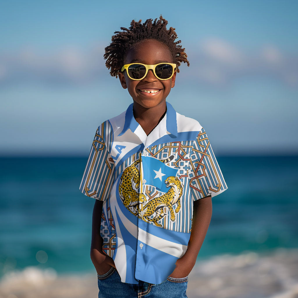 Somalia Freedom Independence Kid Hawaiian Shirt Leopard Flag Power Fist