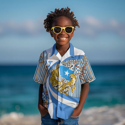 Somalia Freedom Independence Kid Hawaiian Shirt Leopard Flag Power Fist