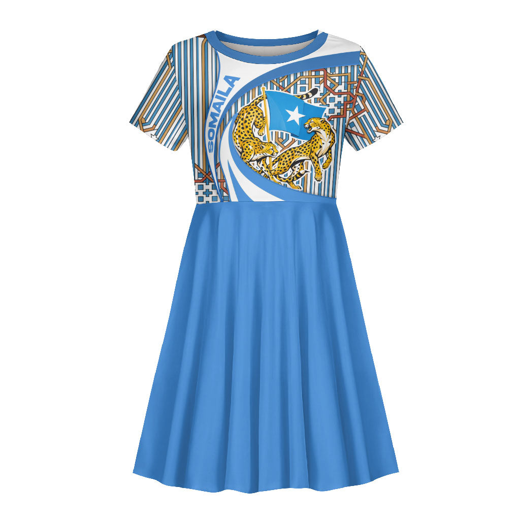 Somalia Freedom Independence Kid Short Sleeve Dress Leopard Flag Power Fist