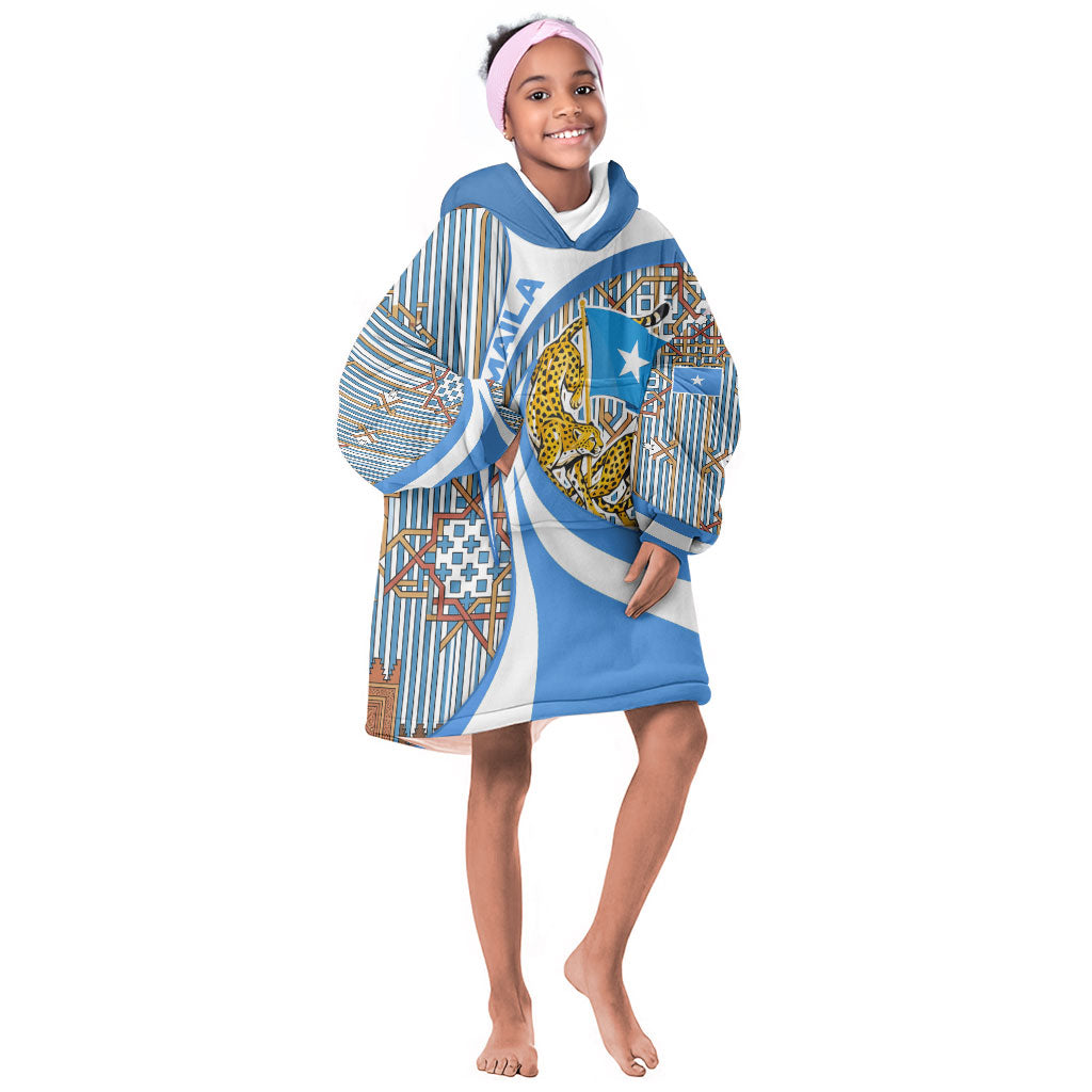 Somalia Freedom Independence Kid Wearable Blanket Hoodie Leopard Flag Power Fist