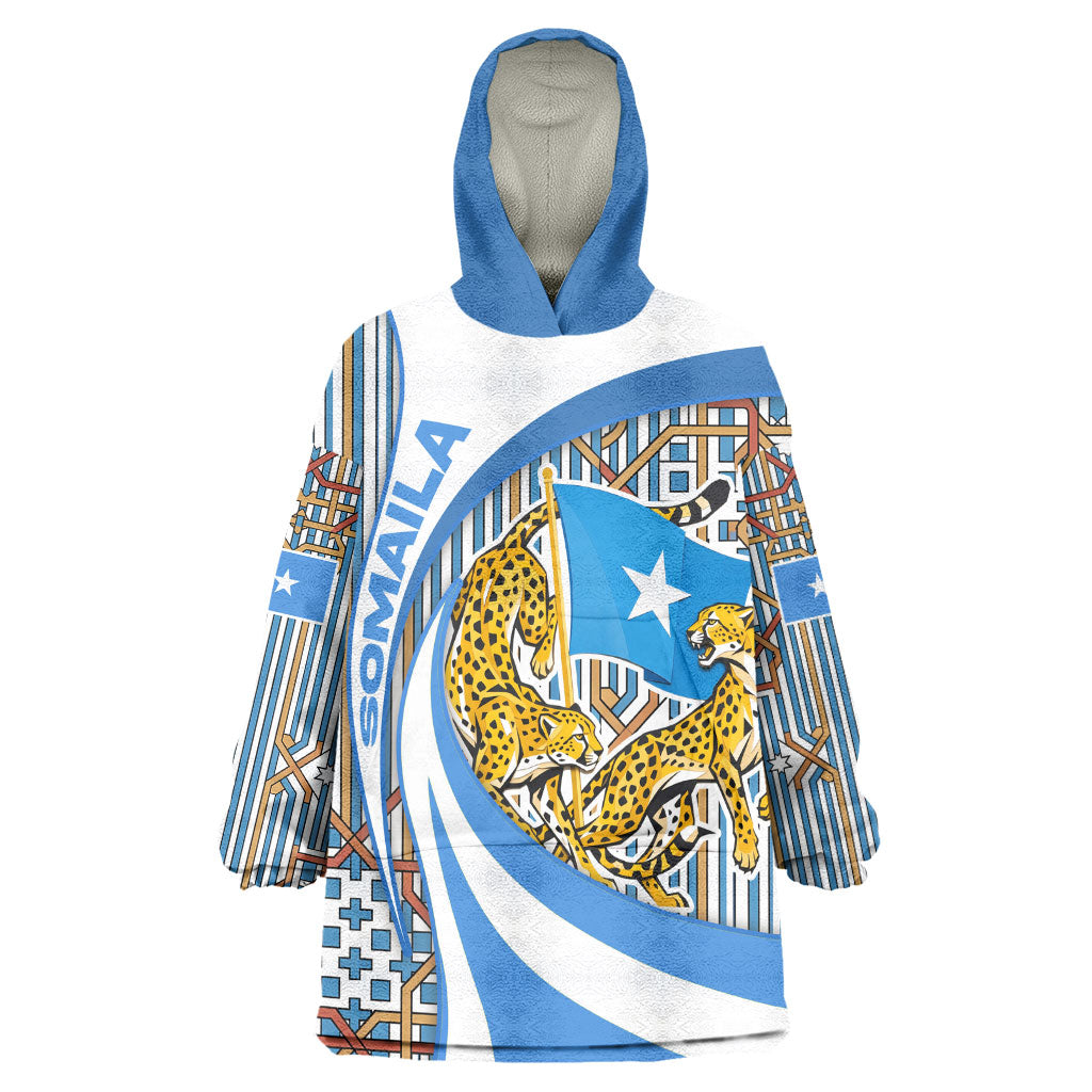 Somalia Freedom Independence Kid Wearable Blanket Hoodie Leopard Flag Power Fist