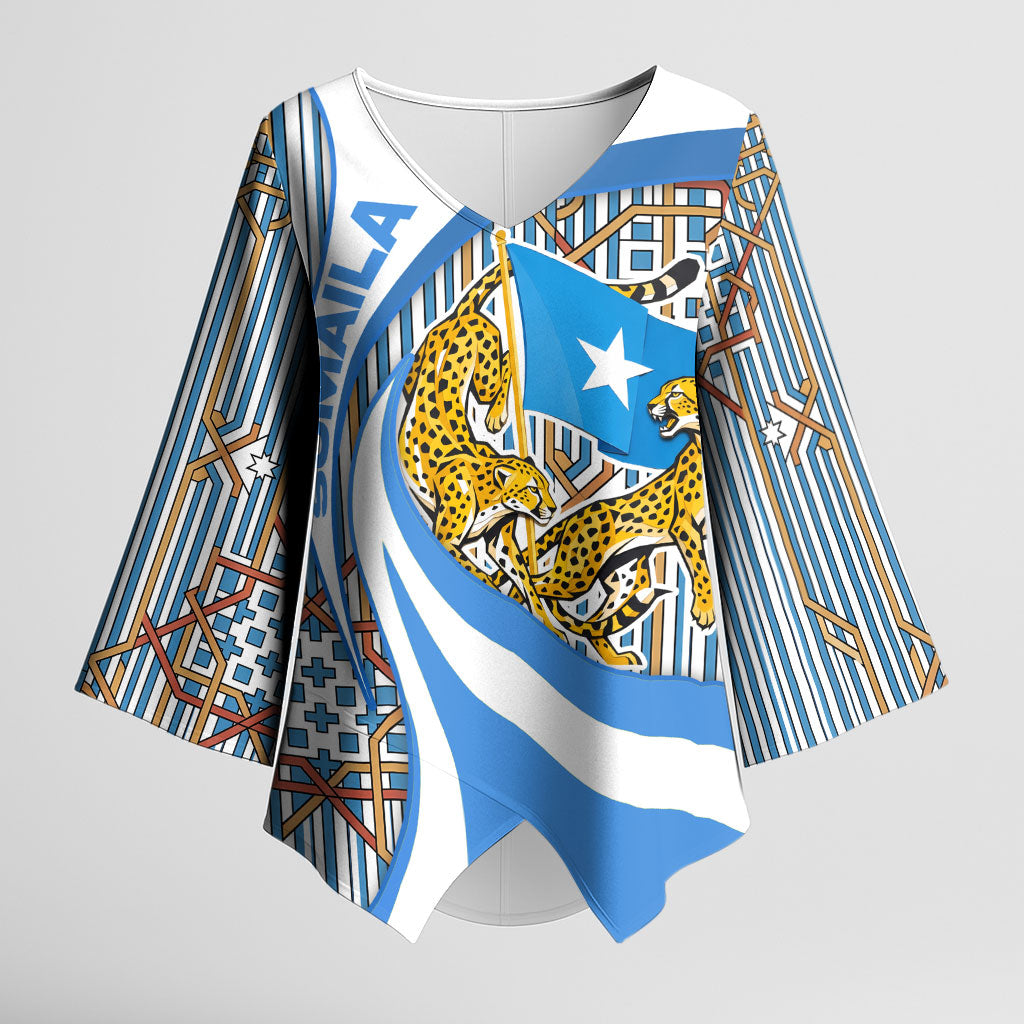 Somalia Freedom Independence Kimono Sleeve Blouse Leopard Flag Power Fist
