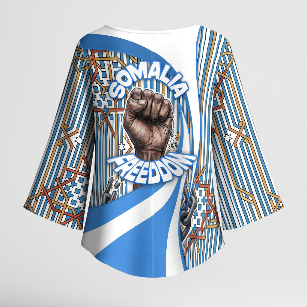 Somalia Freedom Independence Kimono Sleeve Blouse Leopard Flag Power Fist