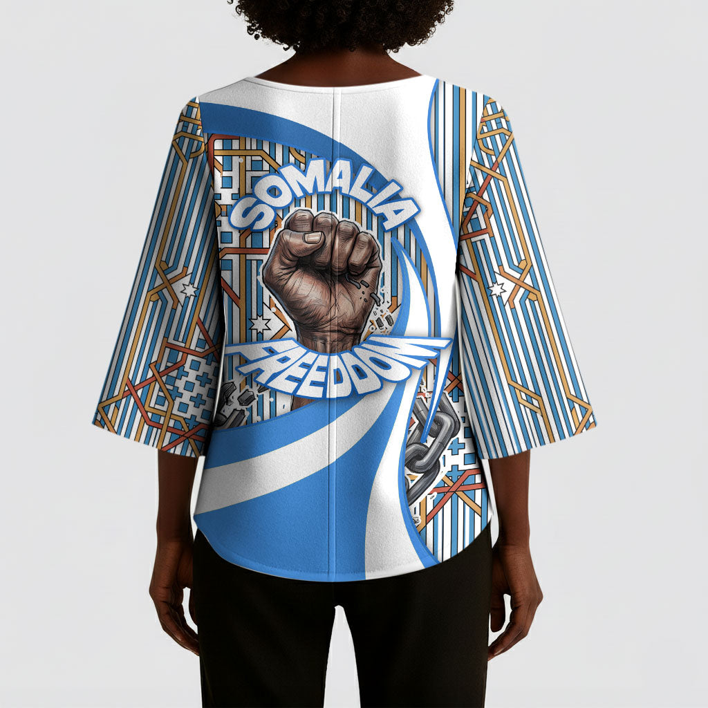 Somalia Freedom Independence Kimono Sleeve Blouse Leopard Flag Power Fist
